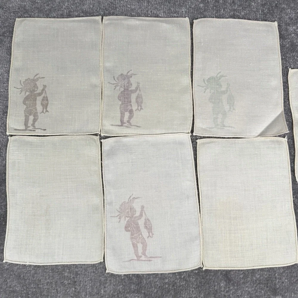 Vintage Myra Meisner Honolulu Cocktail Coasters‎ Linen Napkins